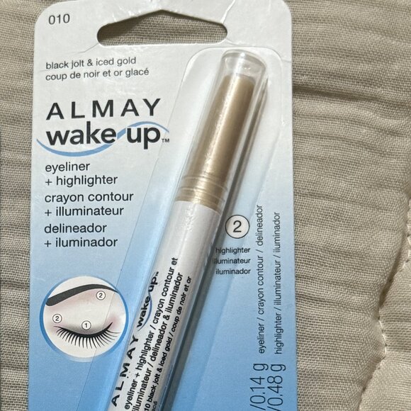 Almay Wake Up Eyeliner / Highlighter #010 Black Jolt/Iced Gold (1) - Picture 2 of 4